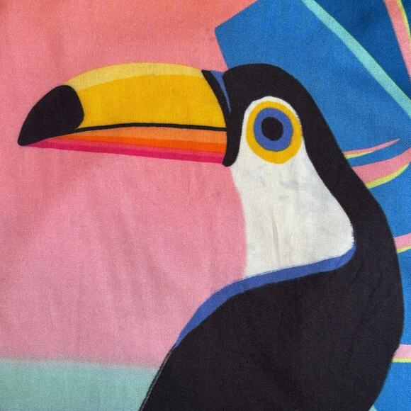 Farm Rio Tropical Toucan Sarong Skirt Tassel Hem Ombre Sunset Wrap Fringe Size P - Picture 8 of 12